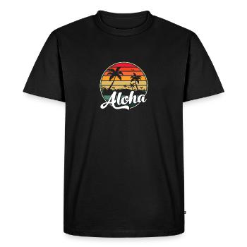 Aloha Hawaiian Retro Vintage Sunset Vacation Trip - Men's Premium Organic T-Shirt - black - Front - Nico (187cm)