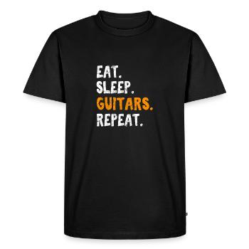 Eat Sleep Guitars Funny Guitar Player Guitar Lover - Men's Premium Organic T-Shirt - black - Front - Nico (187cm)