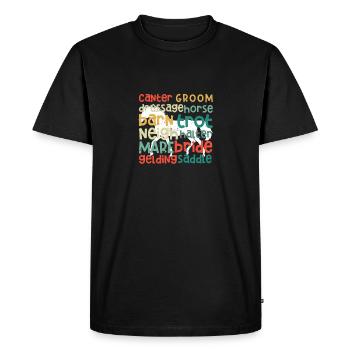 Typographie de cheval Word Art Équitation Équitation - T-shirt Premium bio Homme - noir - Devant - Nico (187cm)