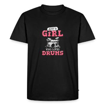 Just A Girl Who Love Drums Percussion Band Drôle - T-shirt Premium bio Homme - noir - Devant - Nico (187cm)