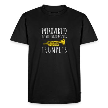 Introverted Funny Trumpet Player Jazz Marching Ban - Men's Premium Organic T-Shirt - black - Front - Nico (187cm)