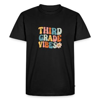 Vibrations de troisième année 3e année Rétro Retour à l’école - T-shirt Premium bio Homme - noir - Devant - Nico (187cm)