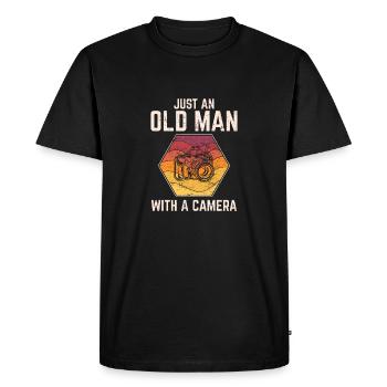 Old Man With Camera Funny Photography Lover Photog - Men's Premium Organic T-Shirt - black - Front - Nico (187cm)