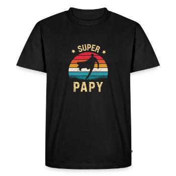 Super Papy Fète des Papy Meilleur Grand Père - T-shirt Premium bio Homme - noir - Devant - Nico (187cm)