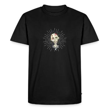 Zombie Face Brain Halloween Zombies Creepy - Men's Premium Organic T-Shirt - black - Front - Nico (187cm)