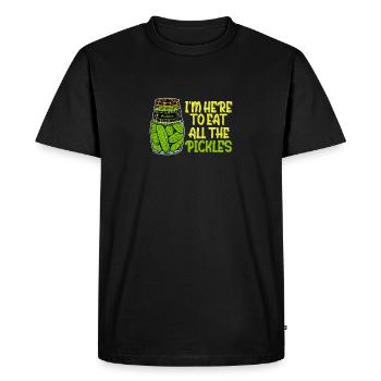 Je suis ici pour manger tous les cornichons drôle d’amoureux des cornichons - T-shirt Premium bio Homme - noir - Devant - Nico (187cm)