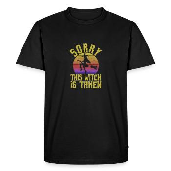 Drôle de mariage de sorcière d’Halloween Désolé cette sorcière est - T-shirt Premium bio Homme - noir - Devant - Nico (187cm)