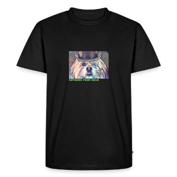 Chien avec monocle et chapeau – Œuvre d’art de 2019 - T-shirt Premium bio Homme - noir - Devant - Nico (187cm)
