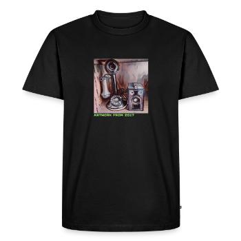 Retro Phone – Œuvre d’art de 2017 - T-shirt Premium bio Homme - noir - Devant - Nico (187cm)