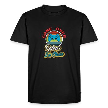 game over - retour à l école - T-shirt Premium bio Homme - noir - Devant - Nico (187cm)