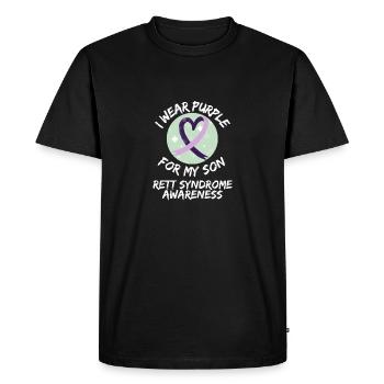 Syndrome de Rett RTT Awareness Warrior Ruban violet - T-shirt Premium bio Homme - noir - Devant - Nico (187cm)