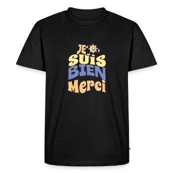 Je suis bien merci - T-shirt Premium bio Homme - noir - Devant - Nico (187cm)