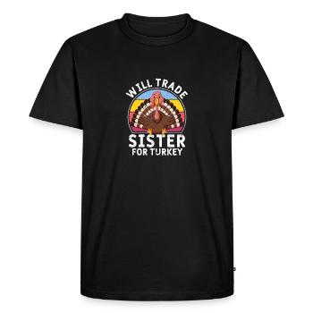 Drôle de dîner de Thanksgiving échange sœur - T-shirt Premium bio Homme - noir - Devant - Nico (187cm)