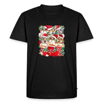 Miaou de Noël, drôle de chats mignons Conception de Noël - T-shirt Premium bio Homme - noir - Devant - Nico (187cm)