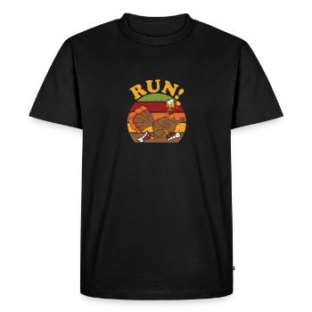 Turkey Running Costume Cute Wild Thanksgiving Run - Men's Premium Organic T-Shirt - black - Front - Nico (187cm)