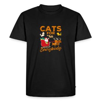 Joyeux Noël Chat Père Noël Chaton - T-shirt Premium bio Homme - noir - Devant - Nico (187cm)