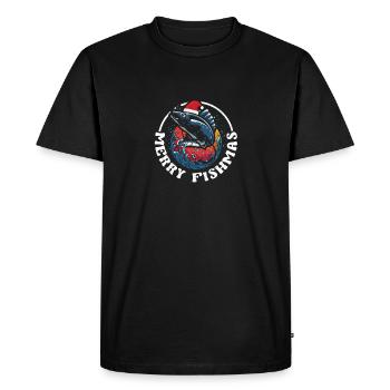 Joyeux Fishmas Drôle de poisson Pêche de Noël Noël - T-shirt Premium bio Homme - noir - Devant - Nico (187cm)