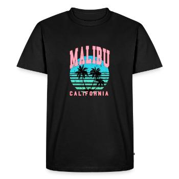 palmiers malibu Californie - T-shirt Premium bio Homme - noir - Devant - Nico (187cm)