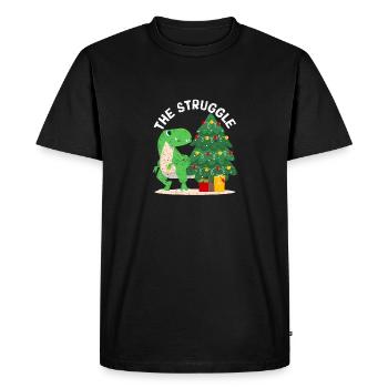Le combat de Noël PJ Trex Dino Drôle d’arbre de Noël - T-shirt Premium bio Homme - noir - Devant - Nico (187cm)
