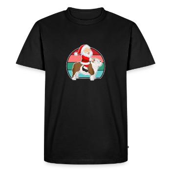 Santa Riding English Bulldog Christmas PJs - Men's Premium Organic T-Shirt - black - Front - Nico (187cm)