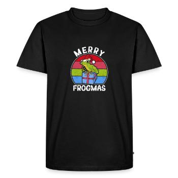 Grenouille Pyjama de Noël Casquette de Père Noël - T-shirt Premium bio Homme - noir - Devant - Nico (187cm)