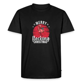 Tropical Florida Flamingo Noël PJs Joyeux - T-shirt Premium bio Homme - noir - Devant - Nico (187cm)
