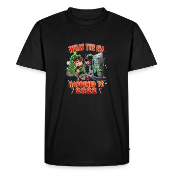 Funny Christmas 2022 Elf - What the Elf Happened t - Men's Premium Organic T-Shirt - black - Front - Nico (187cm)