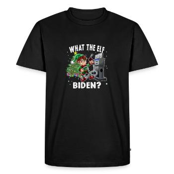 Biden Ce que l’elfe prix élevés de l’essence Noël Drôle - T-shirt Premium bio Homme - noir - Devant - Nico (187cm)