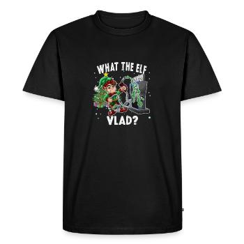 Funny Elf Pumping Gas Christmas Funny - Men's Premium Organic T-Shirt - black - Front - Nico (187cm)