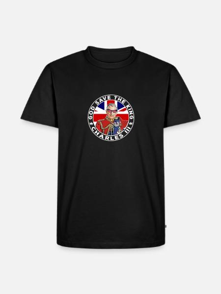 British Royal Family King Charles III God Save The - Men's Premium Organic T-Shirt - black