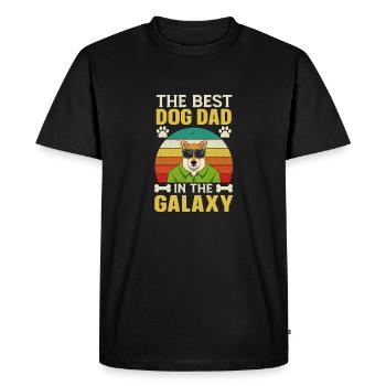 Funny Dog Dad Best Dog Dad in the Galaxy - cats - Men's Premium Organic T-Shirt - black - Front - Nico (187cm)
