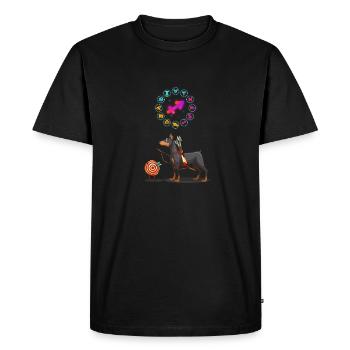 Drôle d’amoureux des chiens Horoscope Sagittaire Signe du zodiaque - T-shirt Premium bio Homme - noir - Devant - Nico (187cm)