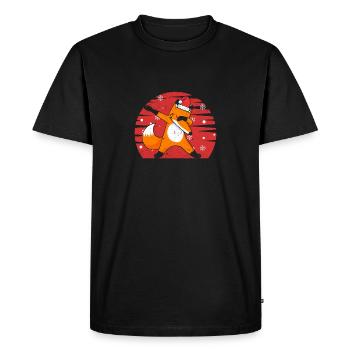 Dabbing Fox Santa Hat Christmas Pajamas - Men's Premium Organic T-Shirt - black - Front - Nico (187cm)