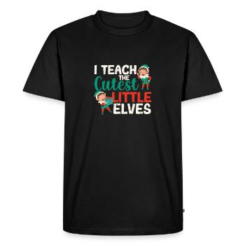 J’enseigne aux petits elfes les plus mignons - T-shirt Premium bio Homme - noir - Devant - Nico (187cm)