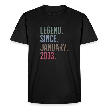 Légende depuis janvier 2003 - T-shirt Premium bio Homme - noir - Devant - Nico (187cm)