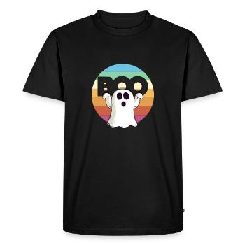 Boo Ghost Rainbow Funny Halloween Cartoon - Men's Premium Organic T-Shirt - black - Front - Nico (187cm)