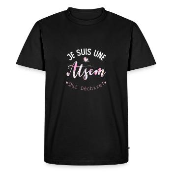 Je Suis Une ATSEM qui Déchire Idée cadeau Drôle - T-shirt Premium bio Homme - noir - Devant - Nico (187cm)