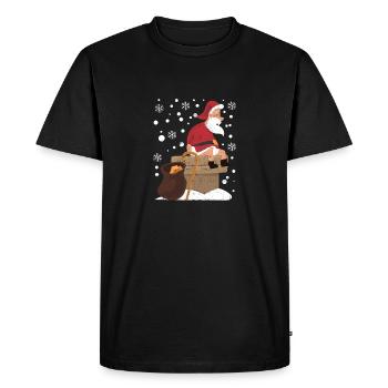 Le Père Noël fait caca dans la cheminée Noël - T-shirt Premium bio Homme - noir - Devant - Nico (187cm)