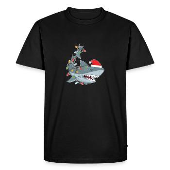 Santa Claus Shark Christmas Shark Christmas Tree - Men's Premium Organic T-Shirt - black - Front - Nico (187cm)