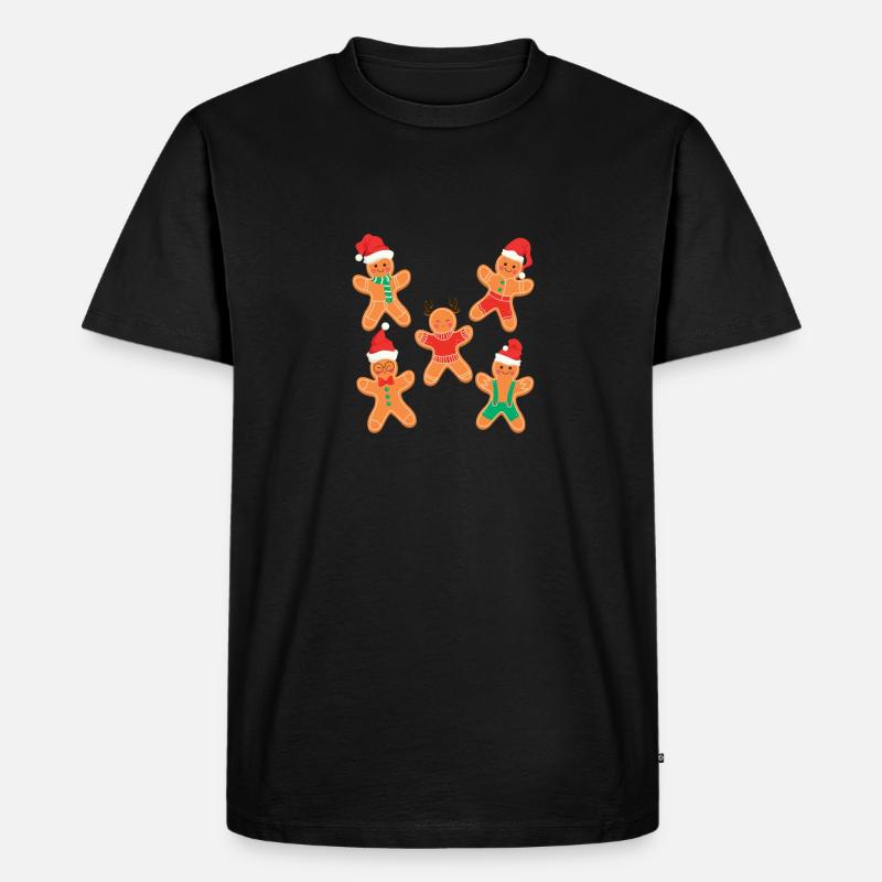 Lebkuchenmann Plätzchen Weihnachten Pyjamas Xmas - Männer Premium Bio T-Shirt - Schwarz