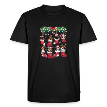 Chiens mignons dans les bas de Noël - Dog Lover - T-shirt Premium bio Homme - noir - Devant - Nico (187cm)