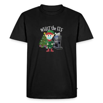 Elf with Mask Expensive Gas What the Elf - Men's Premium Organic T-Shirt - black - Front - Nico (187cm)