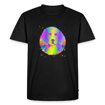 Beagle Dog Rainbow Space Black - Men's Premium Organic T-Shirt - black - Front - Nico (187cm)