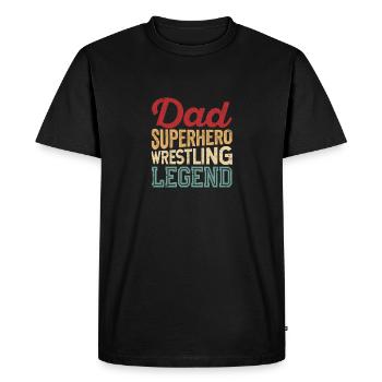 Papa Superhero Wrestling Legend Funny Father's Day - Men's Premium Organic T-Shirt - black - Front - Nico (187cm)
