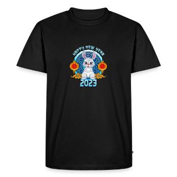 Année du lapin Joyeux Nouvel An chinois 2023 - T-shirt Premium bio Homme - noir - Devant - Nico (187cm)