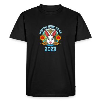 Lapin Zodiac Bonne année 2023 Hommes Femmes - T-shirt Premium bio Homme - noir - Devant - Nico (187cm)