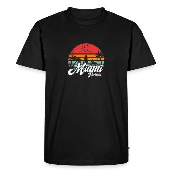 Vintage Miami Floride Surf Rétro Surf Cool Wave - T-shirt Premium bio Homme - noir - Devant - Nico (187cm)