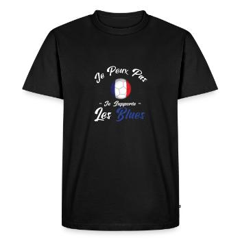 je peux pas , je supporte les bleus. France - T-shirt Premium bio Homme - noir - Devant - Nico (187cm)
