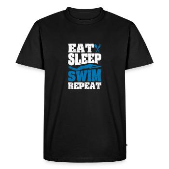 Manger Dormir Nager Répéter Drôle Amoureux de la natation - T-shirt Premium bio Homme - noir - Devant - Nico (187cm)