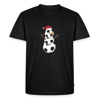 Cute Football Snowman Winter Sports World Cup - Men's Premium Organic T-Shirt - black - Front - Nico (187cm)